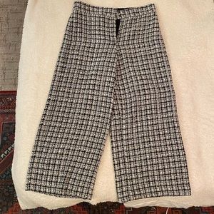 Ann Taylor plaid wide leg dress pants mid calf length size 8